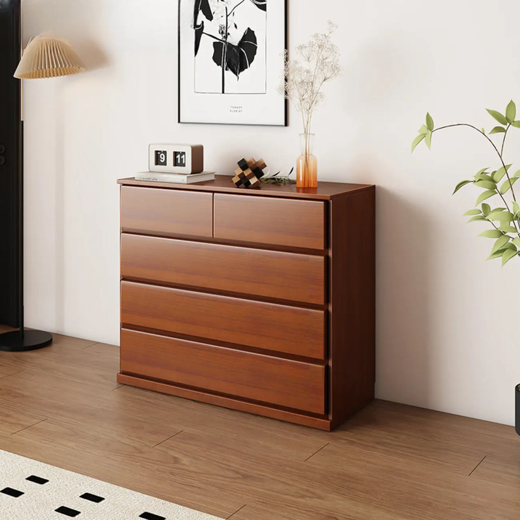 Commode double minimaliste en bois massif avec 10 tiroirs