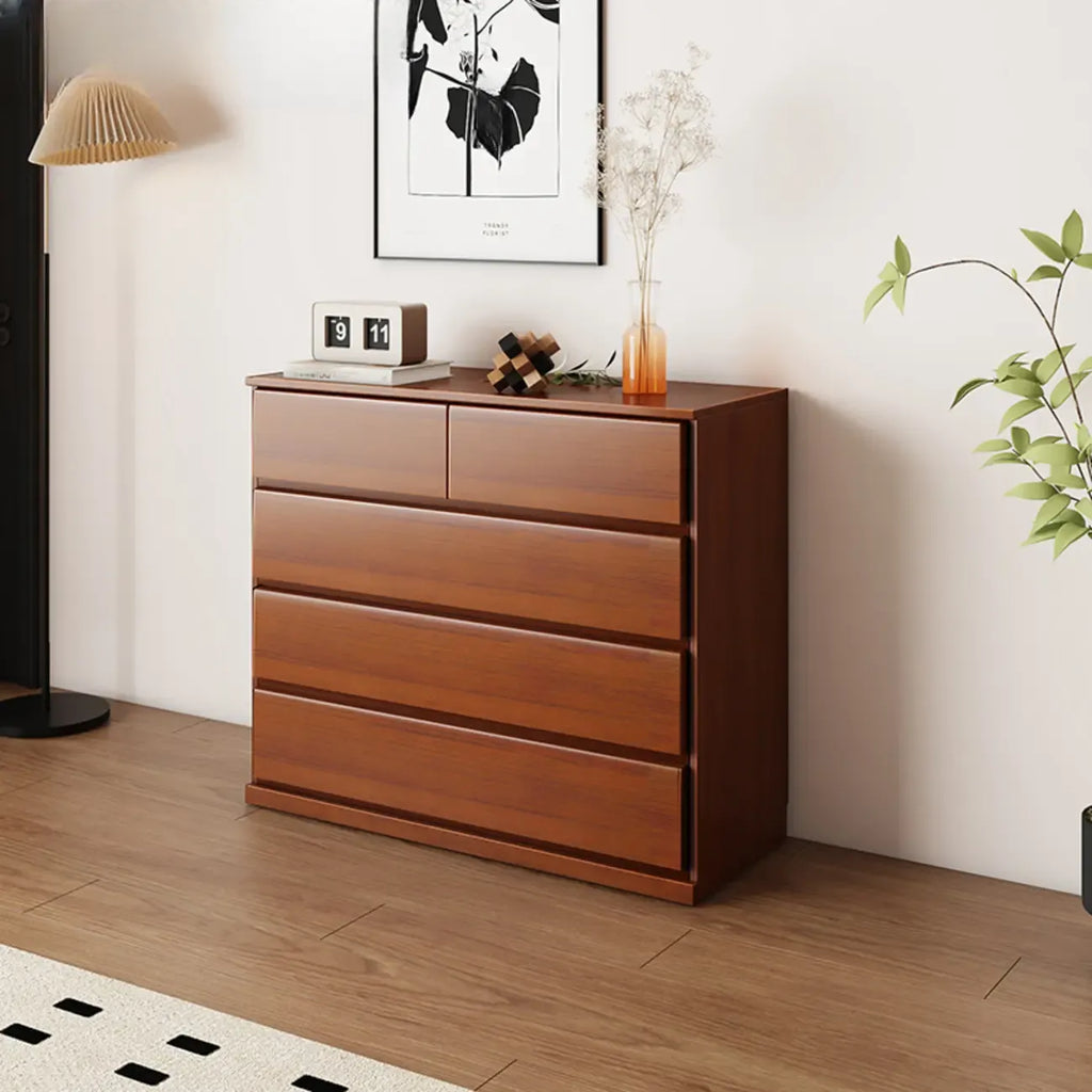 Commode double minimaliste en bois massif avec 10 tiroirs
