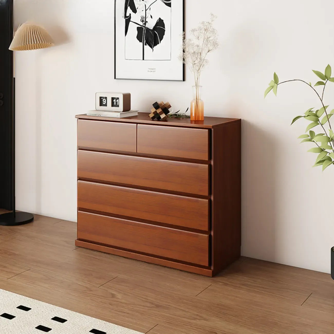 Commode double minimaliste en bois massif avec 10 tiroirs