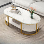 Table basse luge avec étagères ovales en bois blanc