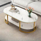 Table basse luge avec étagères ovales en bois blanc