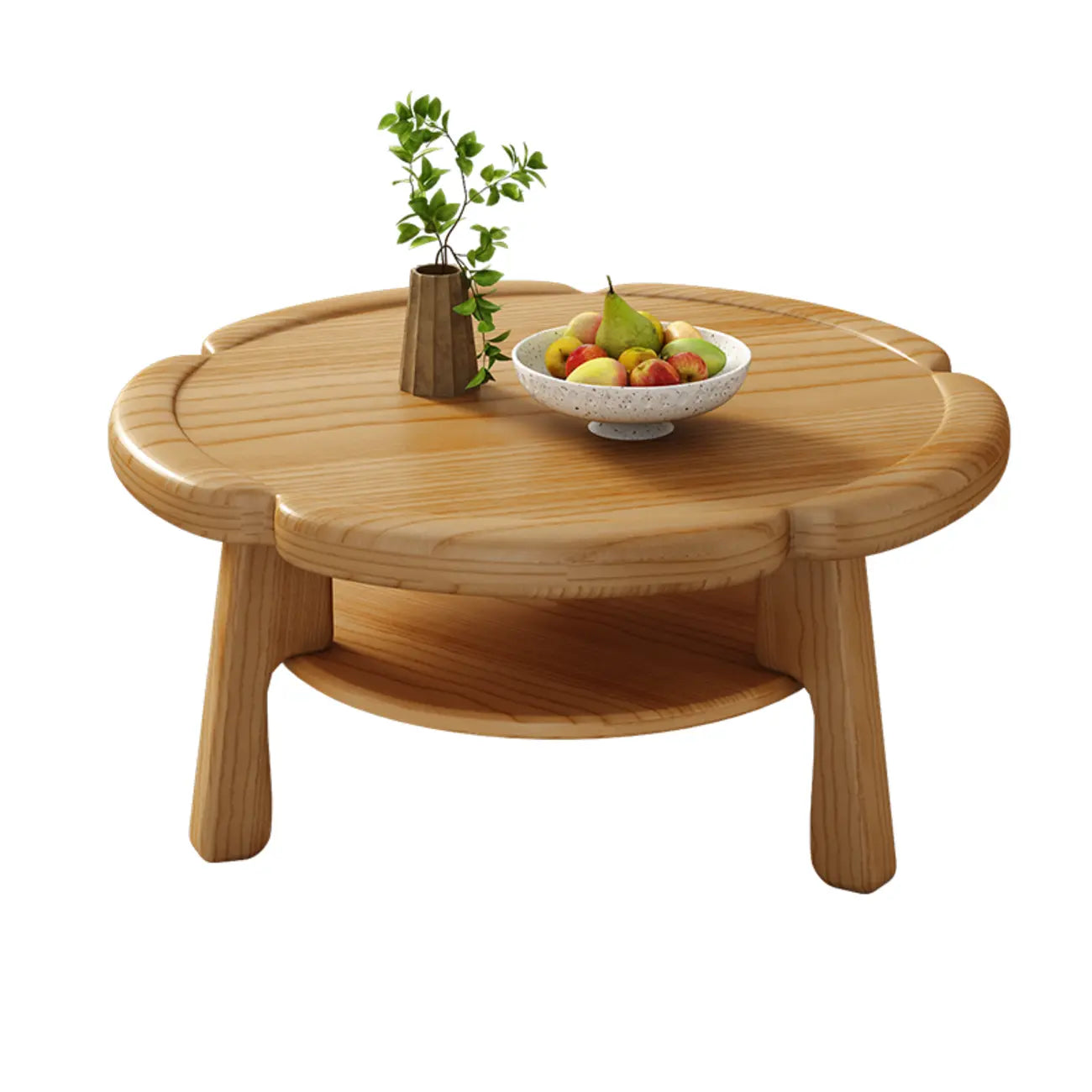 Table basse en bois irrégulière et charmante avec rangement pour salon