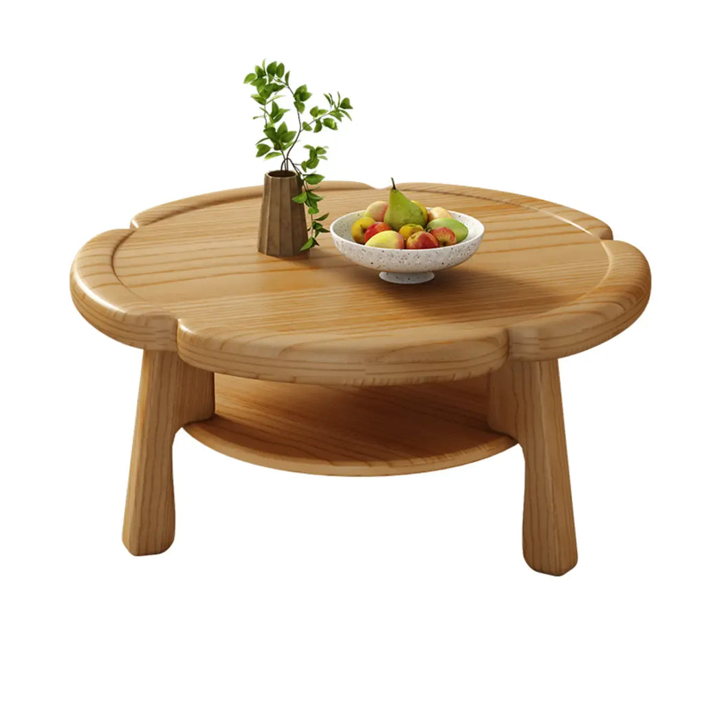 Table basse en bois irrégulière et charmante avec rangement pour salon