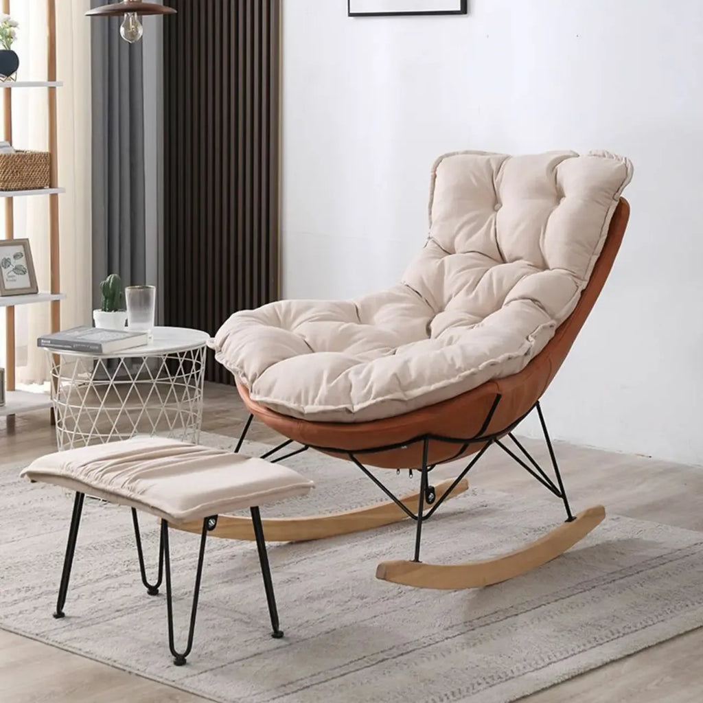 Fauteuil à bascule recouvert de coton avec coussins amovibles