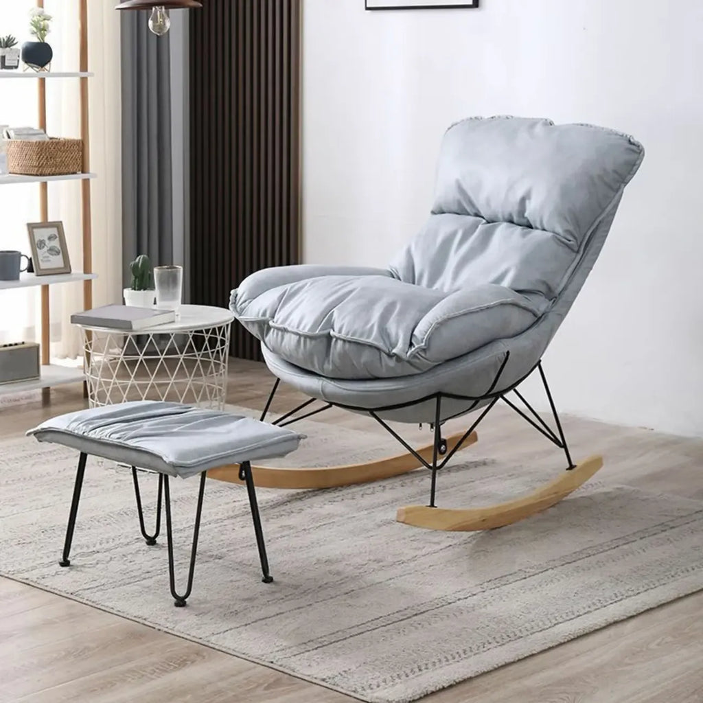 Fauteuil à bascule recouvert de coton avec coussins amovibles