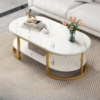 Table basse luge avec étagères ovales en bois blanc