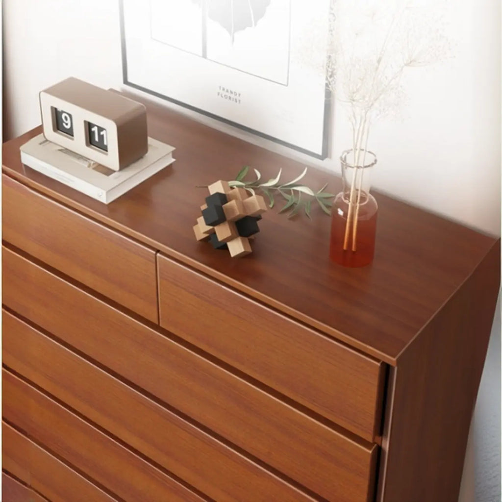 Commode double minimaliste en bois massif avec 10 tiroirs