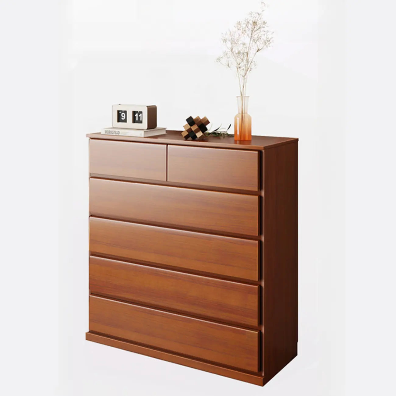 Commode double minimaliste en bois massif avec 10 tiroirs
