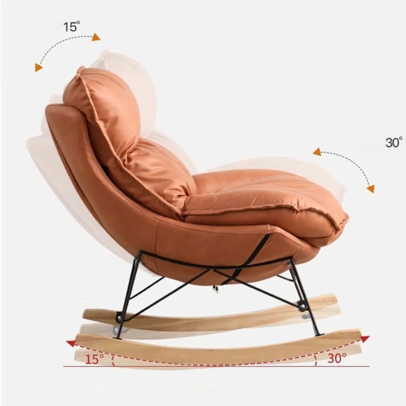 Fauteuil à bascule recouvert de coton avec coussins amovibles