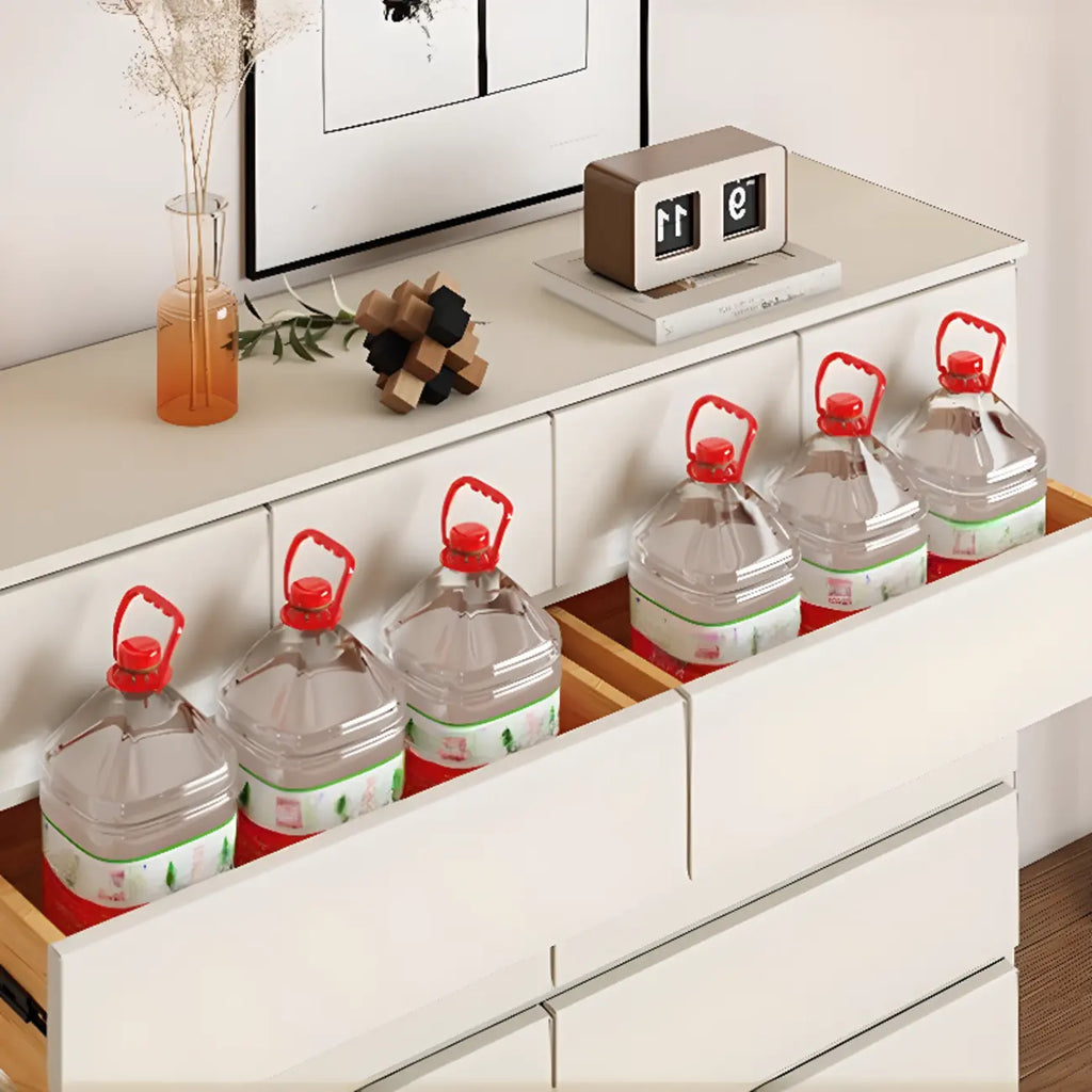 Commode double minimaliste en bois massif avec 10 tiroirs