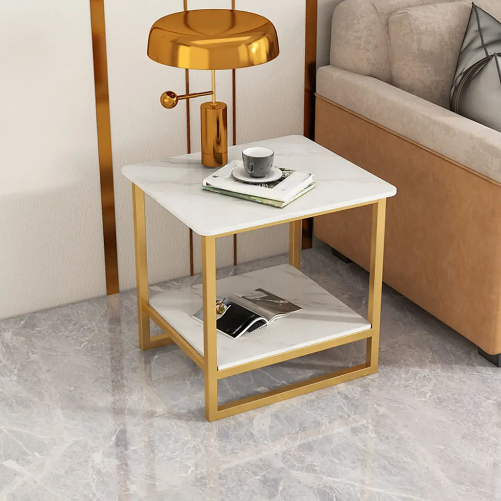 Table d'appoint glamour en marbre noir avec rangement pour salon
