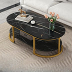 Table basse luge avec étagères ovales en bois blanc