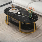 Table basse luge avec étagères ovales en bois blanc