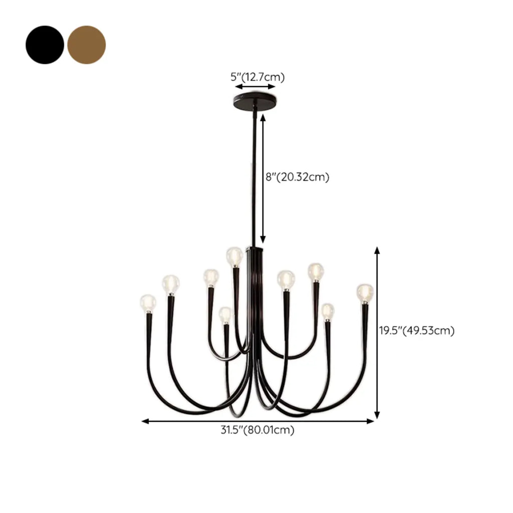 Lustre de plafond à branches de style Mid-Century avec hauteur réglable