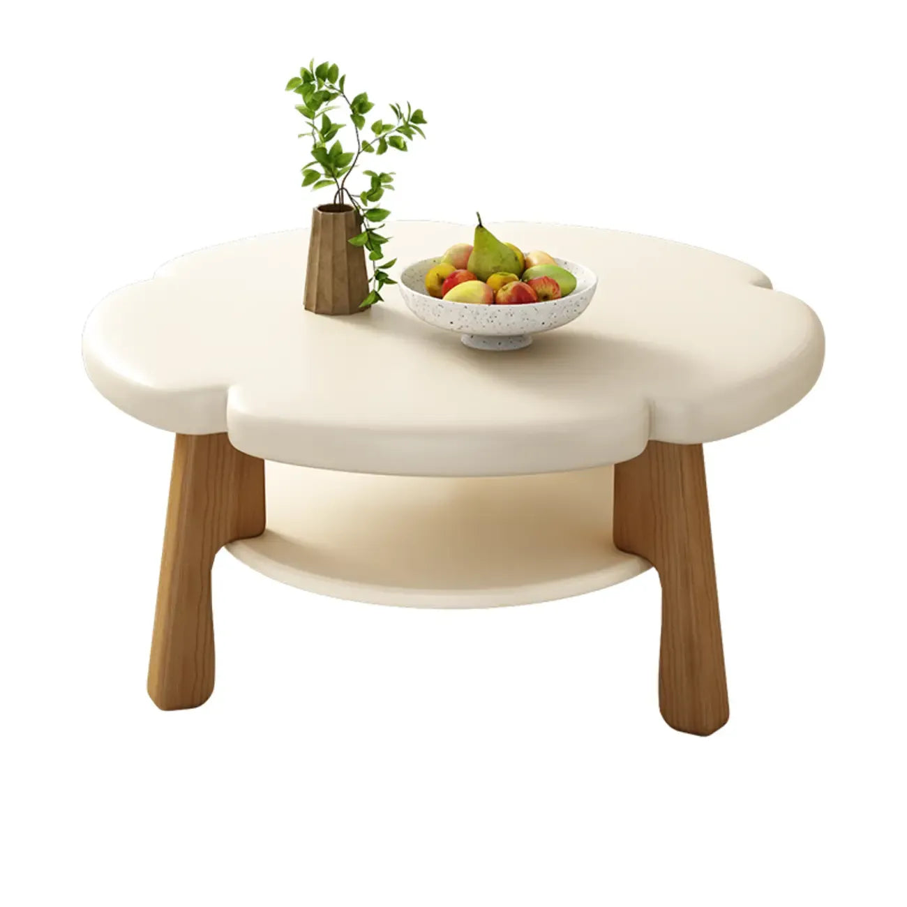 Table basse en bois irrégulière et charmante avec rangement pour salon