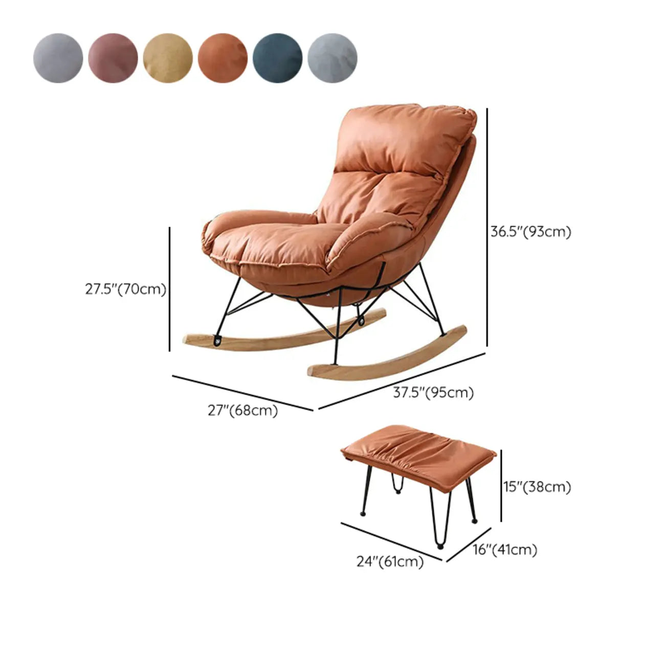 Fauteuil à bascule recouvert de coton avec coussins amovibles