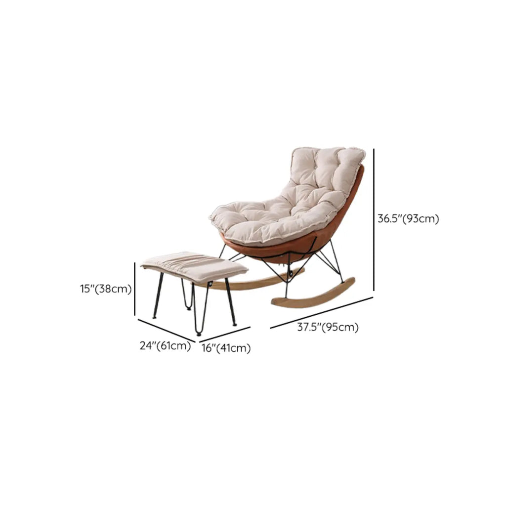 Fauteuil à bascule recouvert de coton avec coussins amovibles