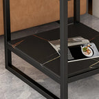 Table d'appoint glamour en marbre noir avec rangement pour salon