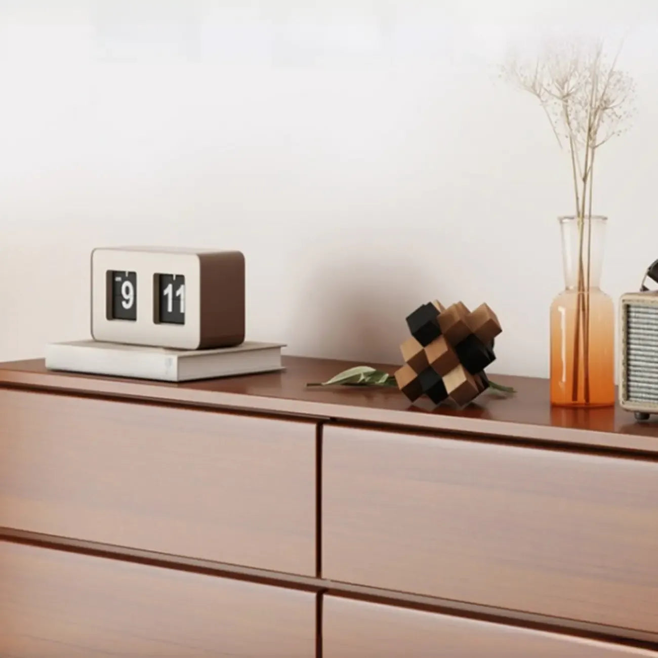 Commode double minimaliste en bois massif avec 10 tiroirs