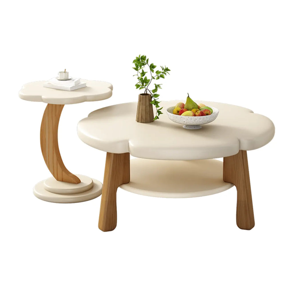 Table basse en bois irrégulière et charmante avec rangement pour salon