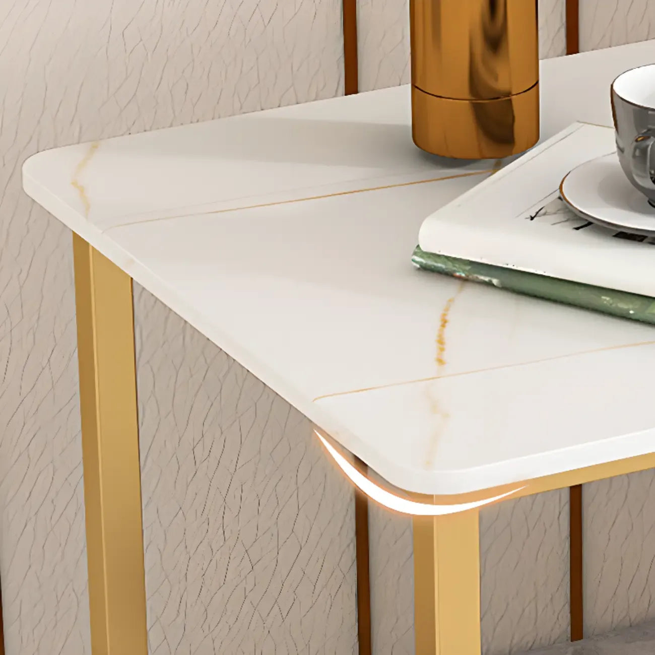 Table d'appoint glamour en marbre noir avec rangement pour salon