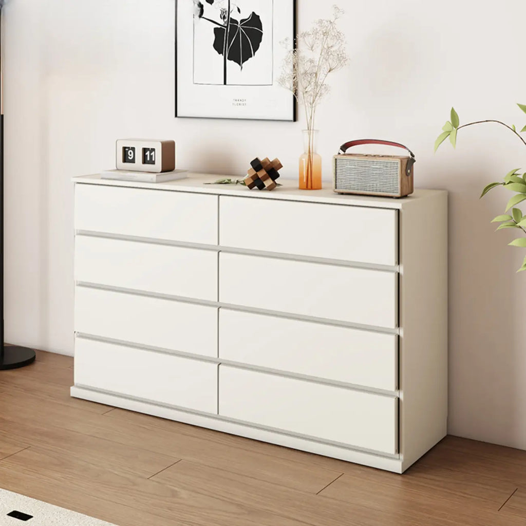 Commode double minimaliste en bois massif avec 10 tiroirs