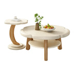 Table basse en bois irrégulière et charmante avec rangement pour salon