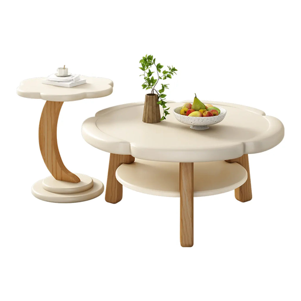 Table basse en bois irrégulière et charmante avec rangement pour salon