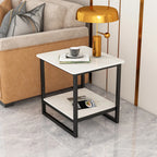 Table d'appoint glamour en marbre noir avec rangement pour salon