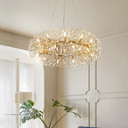 Lustre rond en cristal de luxe au design géométrique