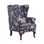 Fauteuil à oreilles traditionnel en tissu avec repose-pieds pour salon
