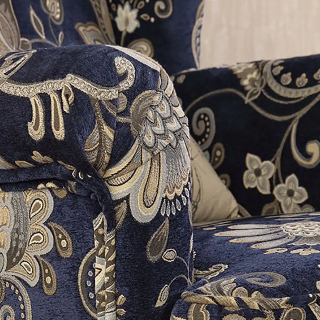 Fauteuil à oreilles traditionnel en tissu avec repose-pieds pour salon