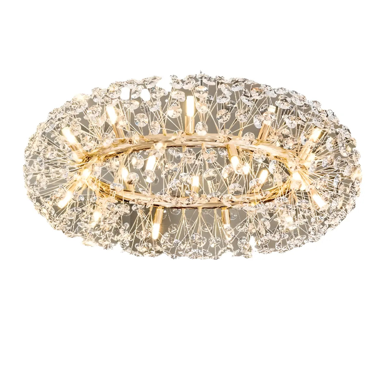 Lustre rond en cristal de luxe au design géométrique