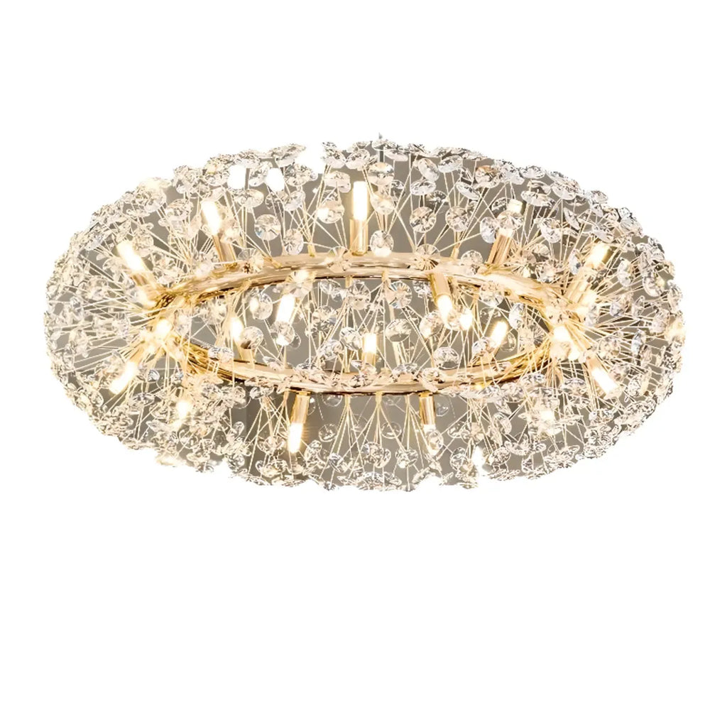 Lustre rond en cristal de luxe au design géométrique