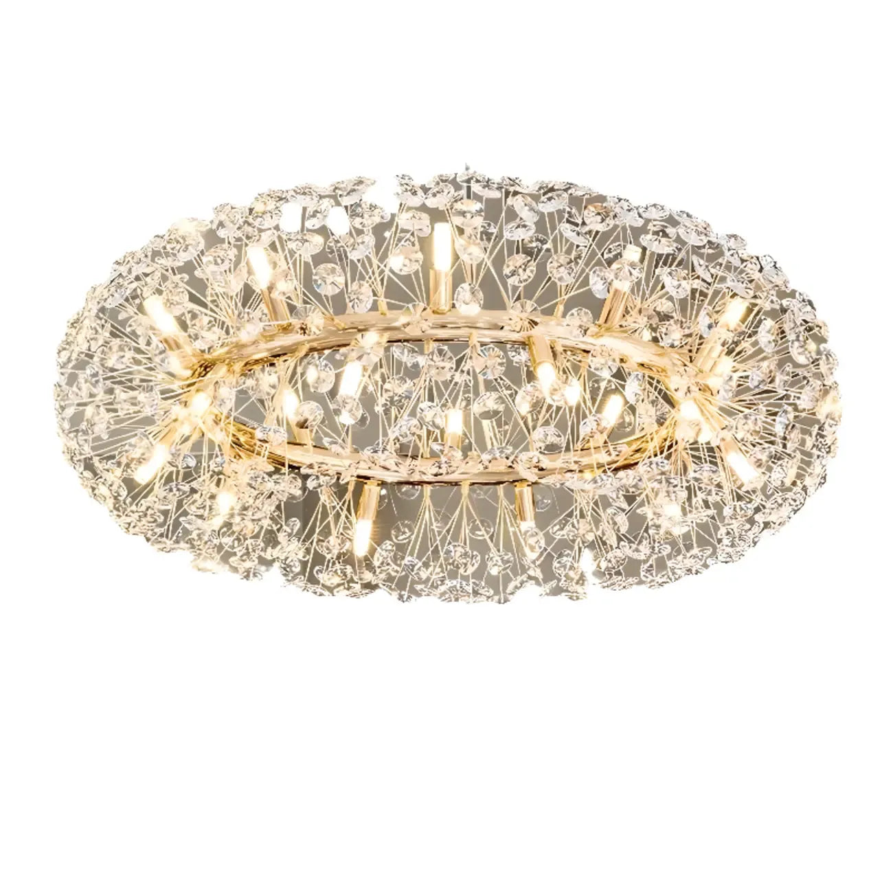 Lustre rond en cristal de luxe au design géométrique