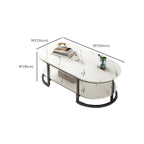 Table basse luge avec étagères ovales en bois blanc