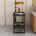 Table d'appoint glamour en marbre noir avec rangement pour salon