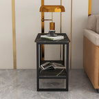 Table d'appoint glamour en marbre noir avec rangement pour salon