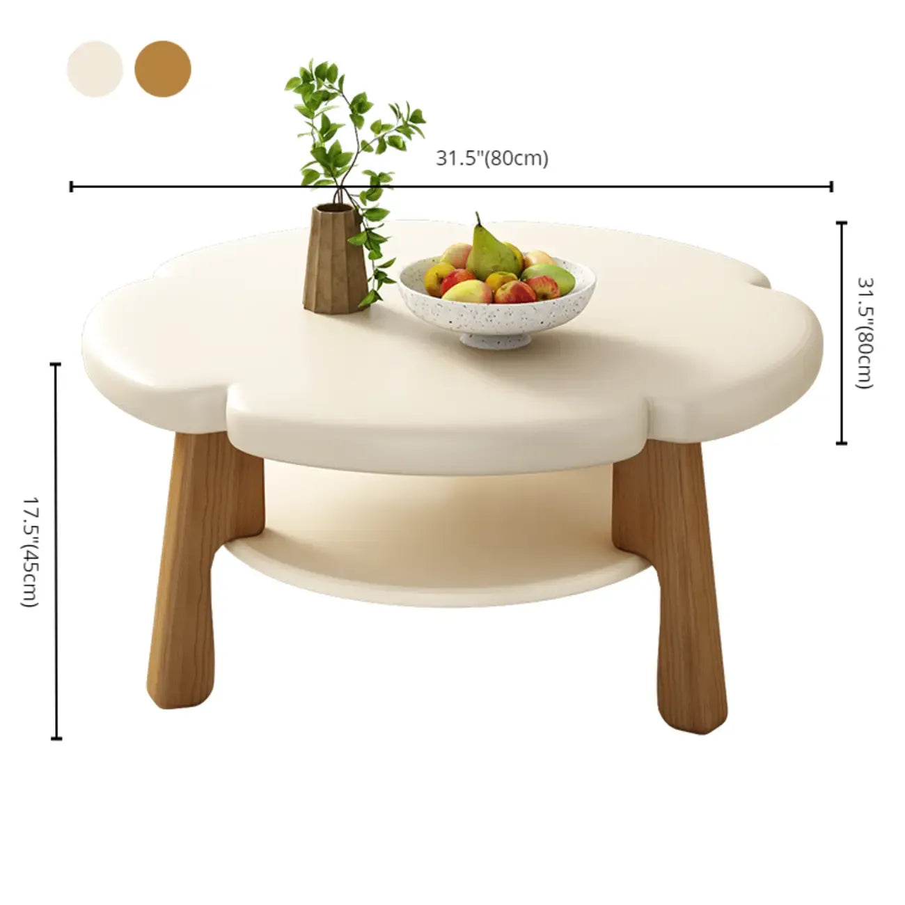 Table basse en bois irrégulière et charmante avec rangement pour salon