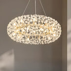 Lustre rond en cristal de luxe au design géométrique