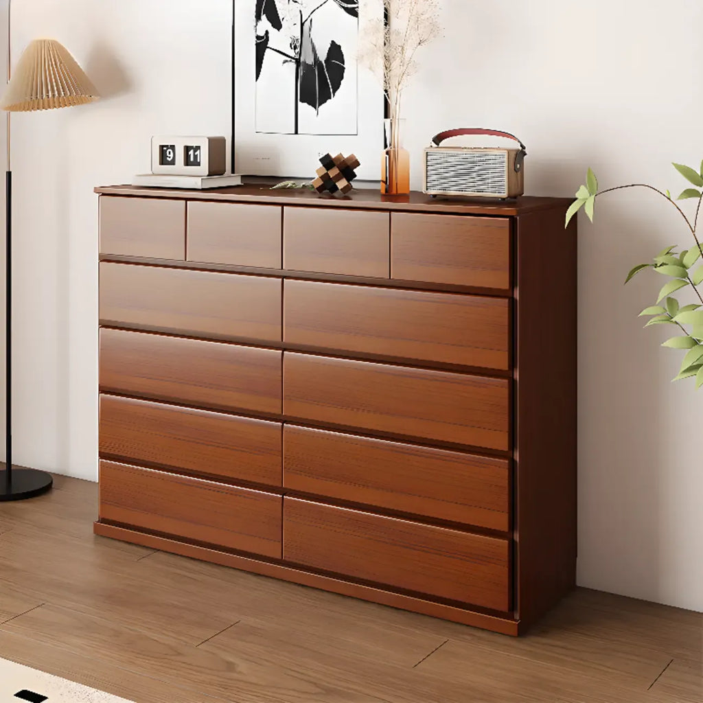Commode double minimaliste en bois massif avec 10 tiroirs