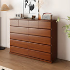 Commode double minimaliste en bois massif avec 10 tiroirs
