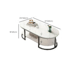 Table basse luge avec étagères ovales en bois blanc