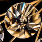 Lustre rond en cristal de luxe au design géométrique