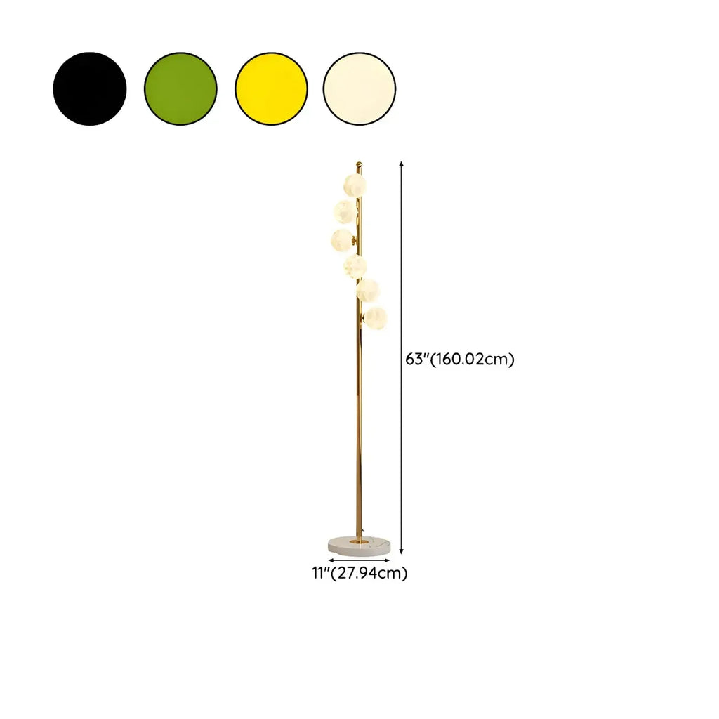 Lampadaire minimaliste à 6 lumières avec abat-jour en verre globe ajustable
