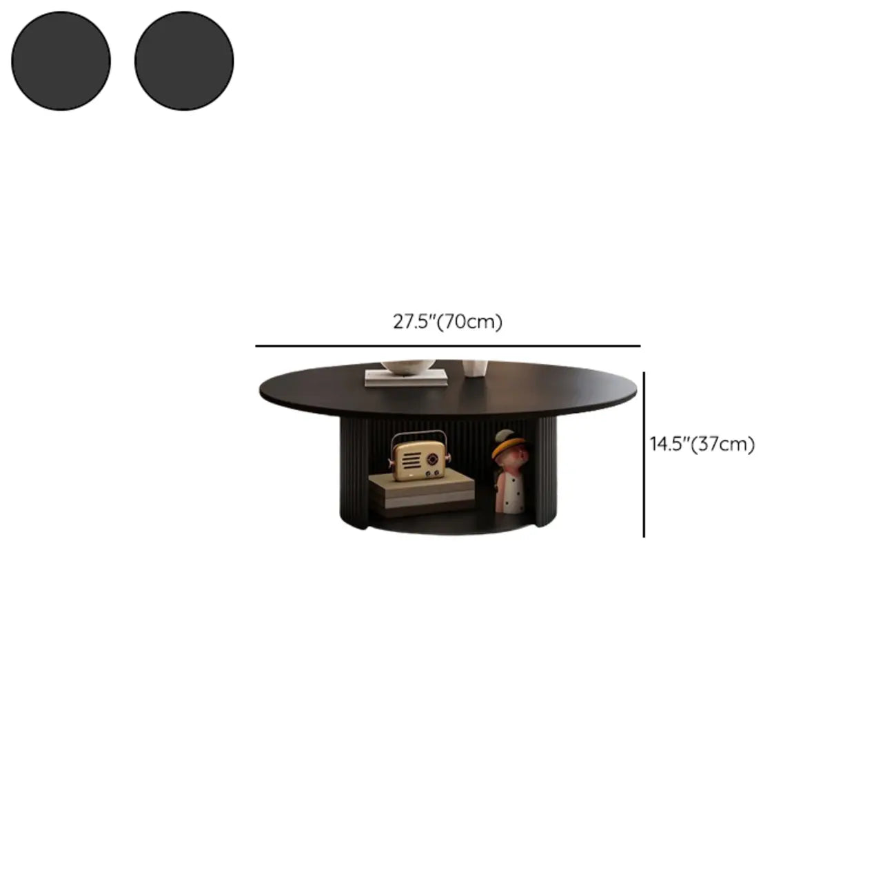 Ensemble de table basse ronde moderne en bois noir pour usage intérieur