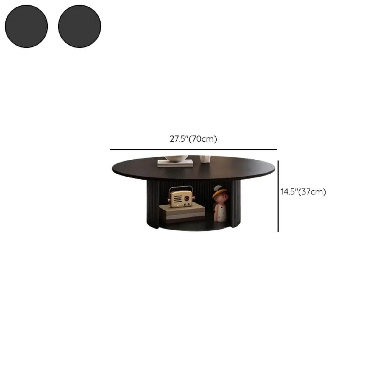 Ensemble de table basse ronde moderne en bois noir pour usage intérieur