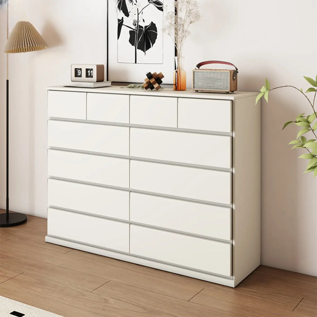Commode double minimaliste en bois massif avec 10 tiroirs