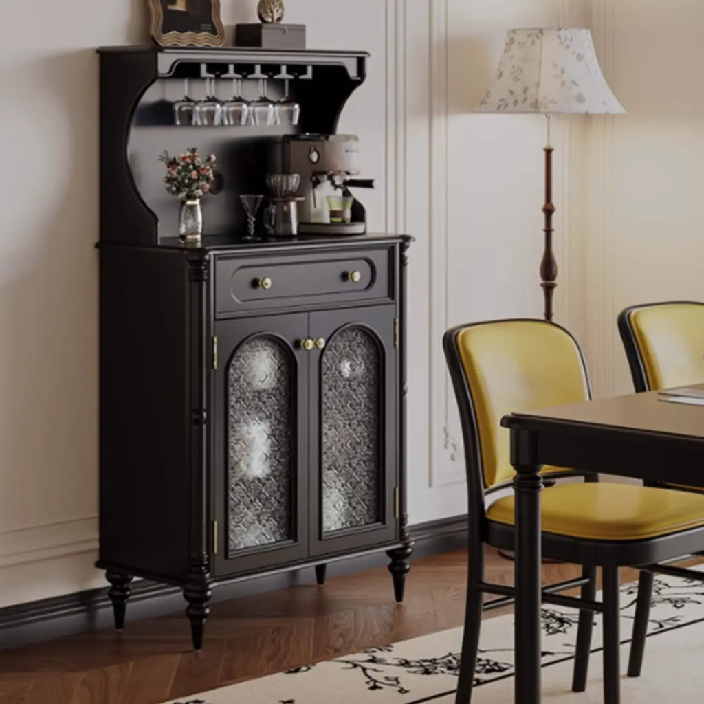 vaisselier avec comptoir en bois noir et rangements