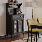 vaisselier avec comptoir en bois noir et rangements